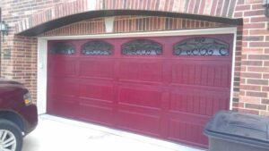 Custom modern minimal wood overlay automated exterior garage facade