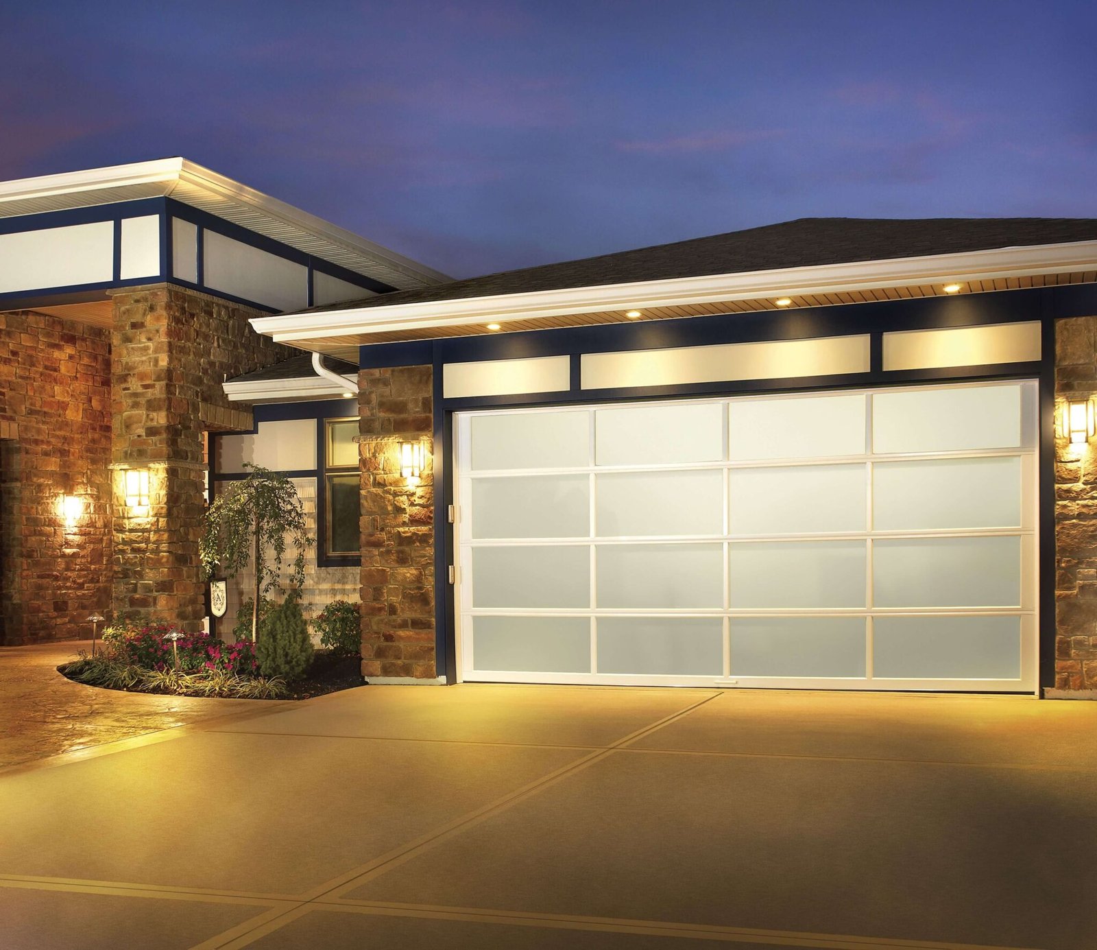 Newly configured premium modern garage door installation showcasing pristine structural architectural alignment