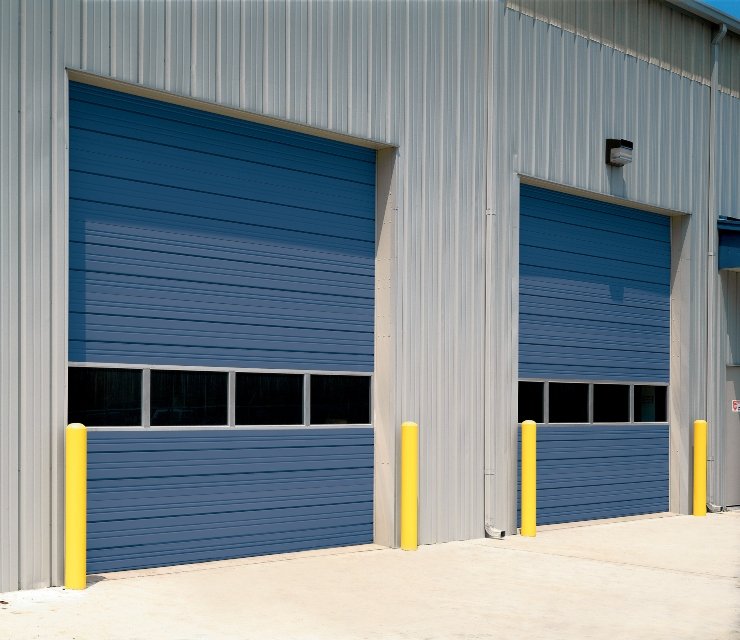 Modern clean aesthetic sectional overhead doors perfectly configured for automated movement