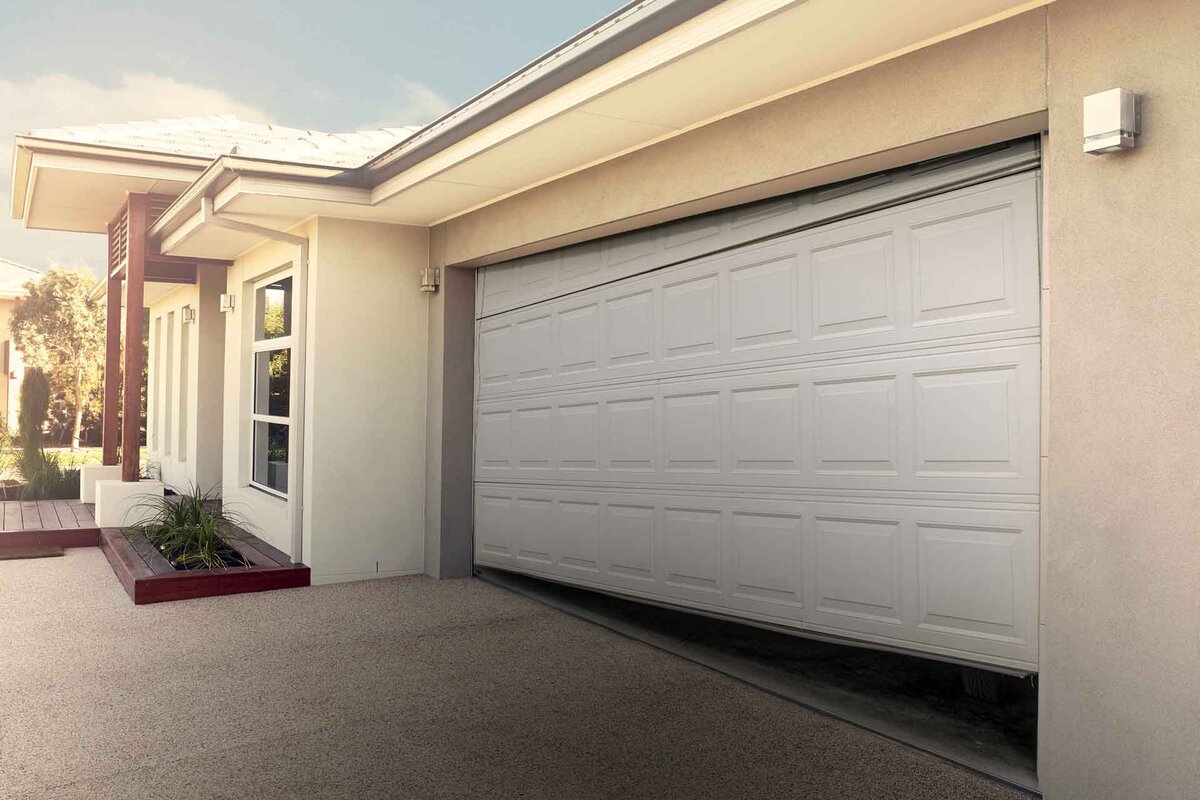 Overhead garage door installed on a residential property