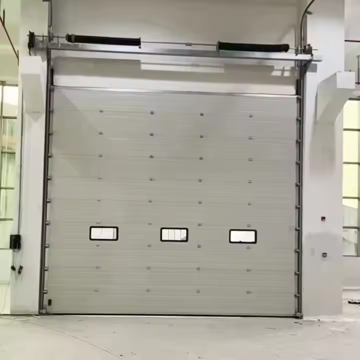 Close-up of a sectional garage door panel